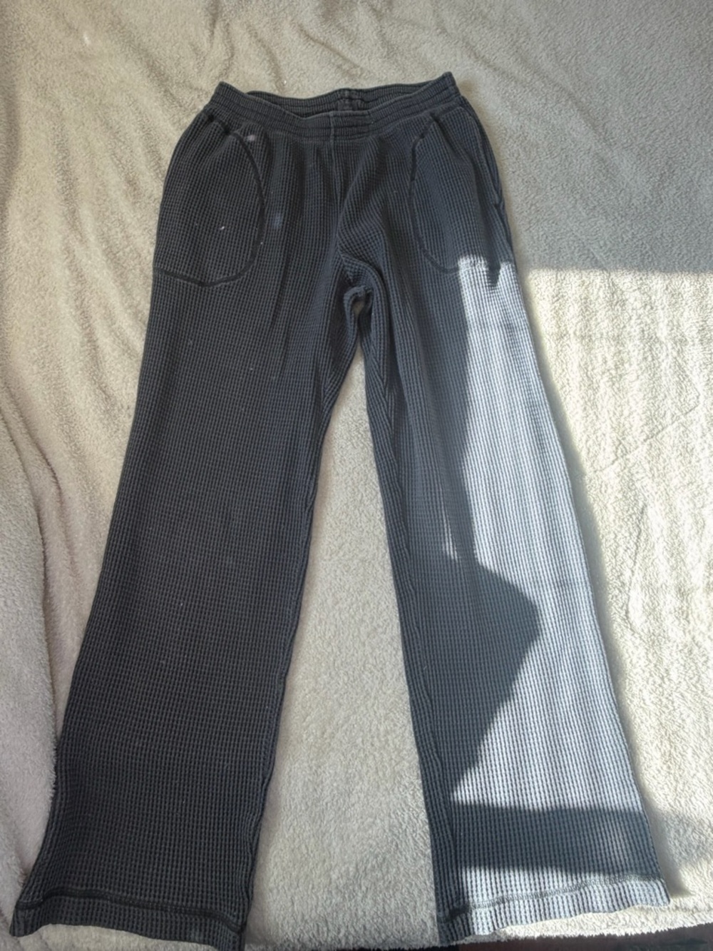 Aerie waffle knit wide leg pants size medium